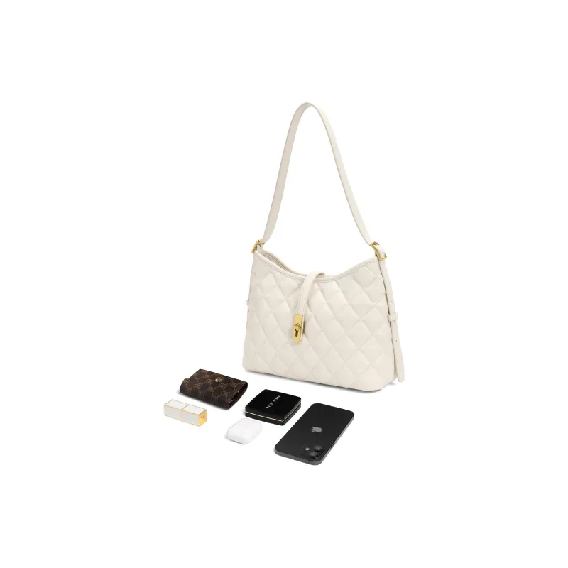 BELLE Artificial Leather Shoulder Bag Women's Solid Color Plain-3