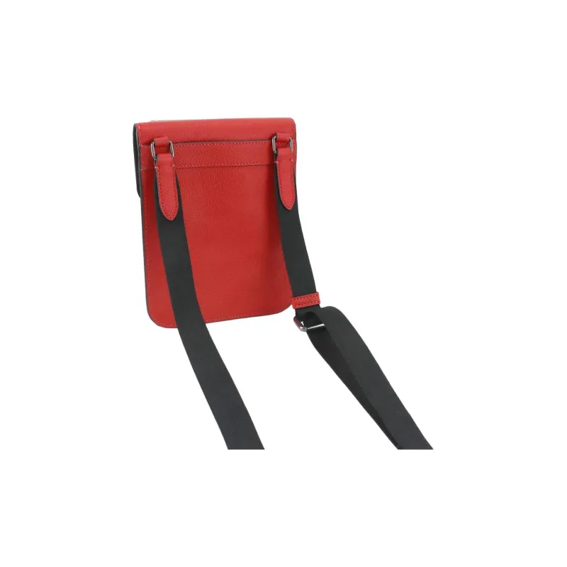 COACH Hudson Natural Pebbled Leather Cell Phone Pouch Shoulder Bag Crossbody Bag Small Size Men's Red-3