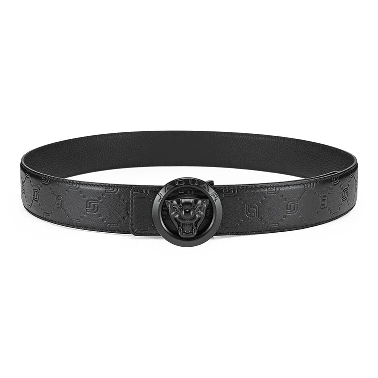 JAGUAR Trendy Cow Leather Casual Automatic Buckle Leather Belts Men's 3.8cm-3