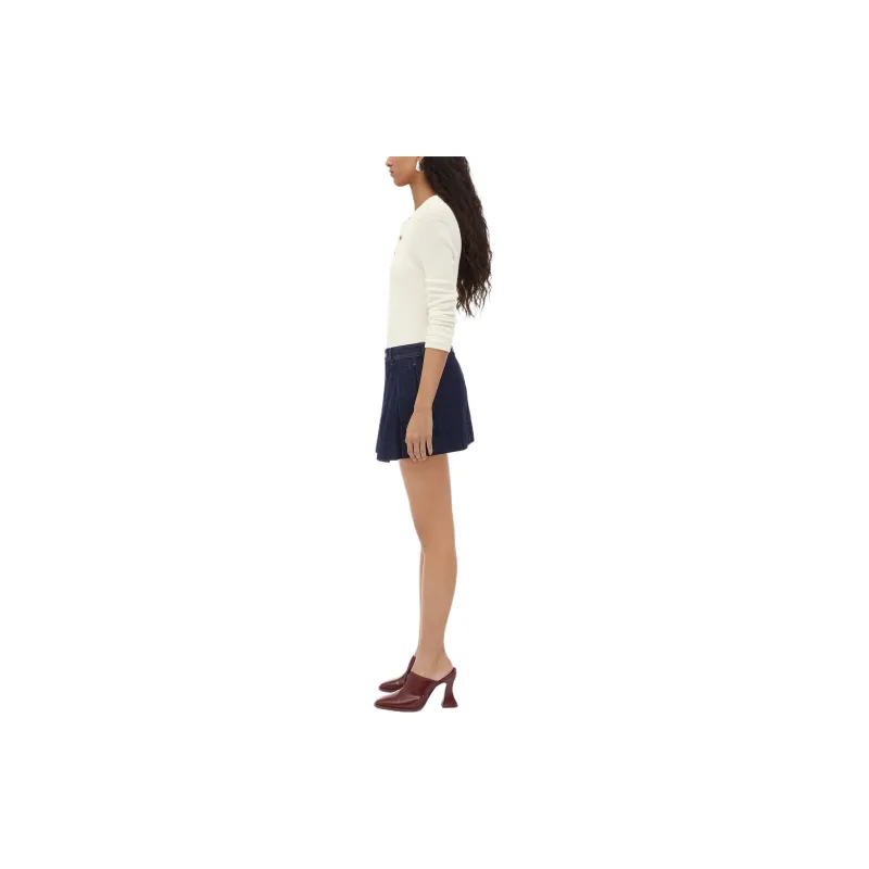 Bottega Veneta Pleated Denim Mini Skirt-3