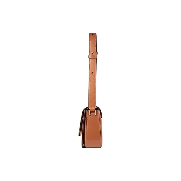 DISSONA Cow Leather Tofu Bag, Small Square Bag, Crossbody Bag, Shoulder Bag Small Size Women's Brown-2