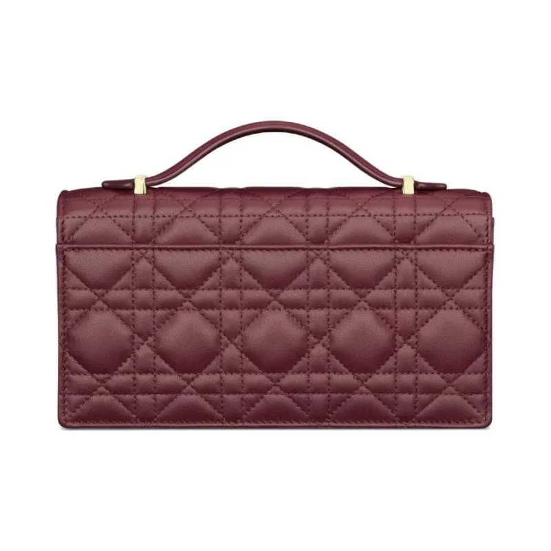 DIOR Cannage Lambskin Shoulder Bag Crossbody Bag Handbag Mini Women's Burgundy-2