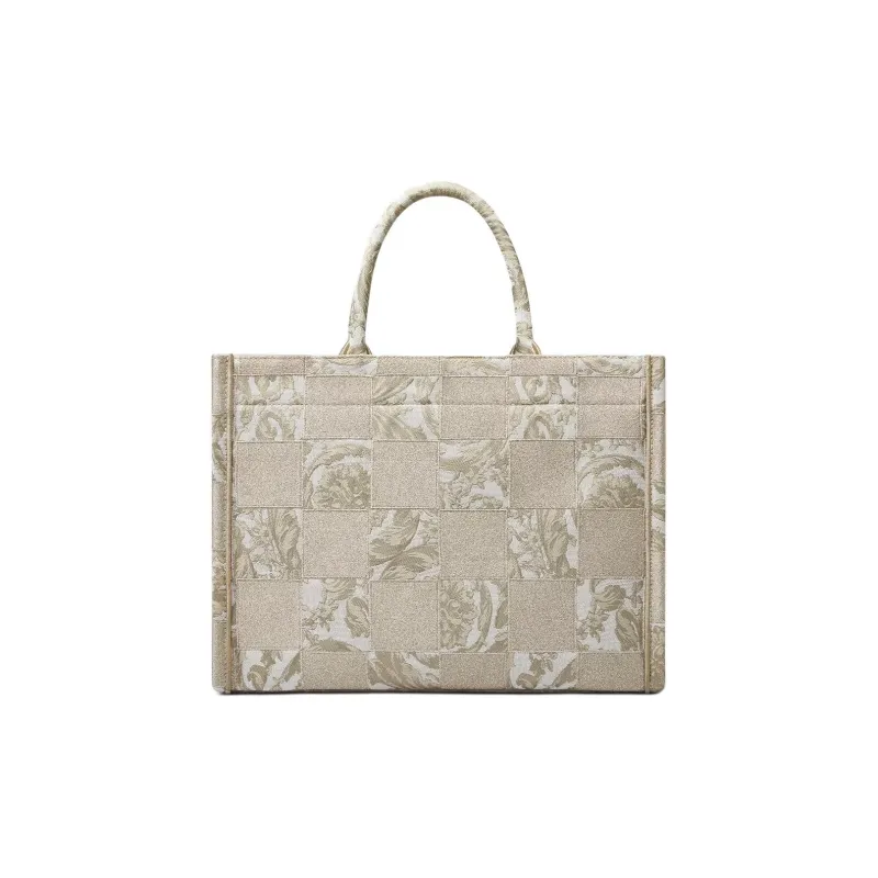 VERSACE Nylon Tote Bag Shopping Bag Handbag Women's Beige Patch Print-2