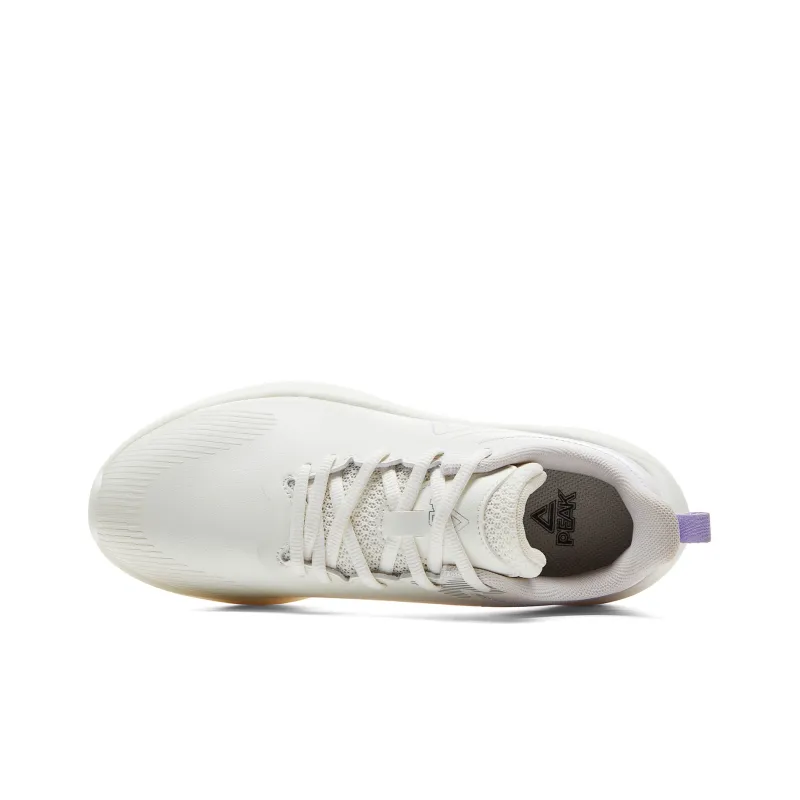 PEAK Cushioning Slip Resistant And Abrasion Resistant Low Top Sprint Running Shoes Women's Large White Light Purple-3