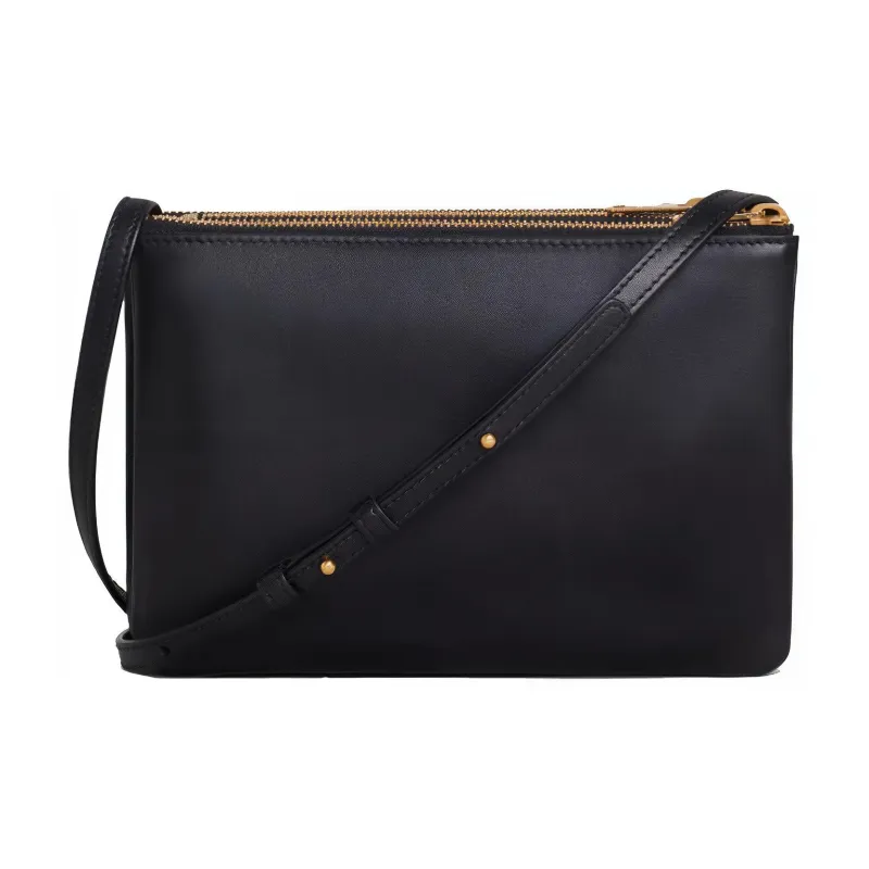 CELINE Trio Smooth Lambskin Shoulder Bag Unisex Black-1