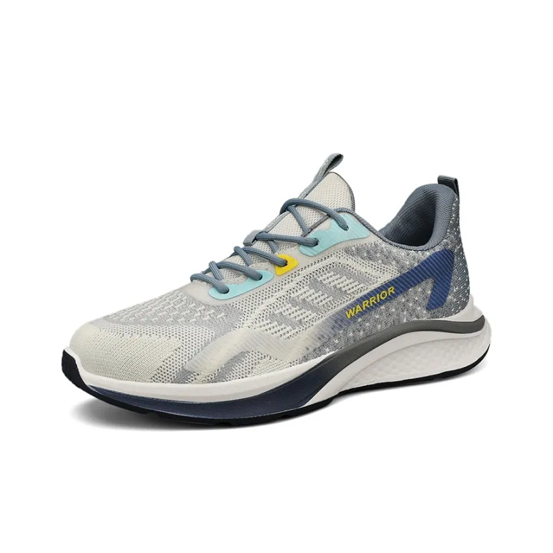 Warrior Durable Lightweight And Breathable Low Top Running Shoes Men's Beige Gray Dark Blue-1