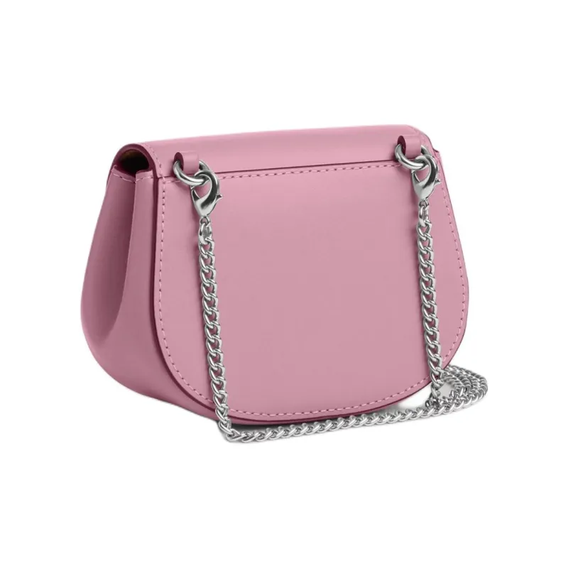 COACH Morgan Calfskin Saddle Bag Shoulder Bag Crossbody Bag Mini Women's Silver & Tulip-1