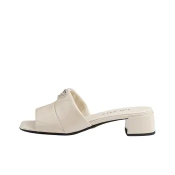 PRADA Patent Slide Slippers Women's White