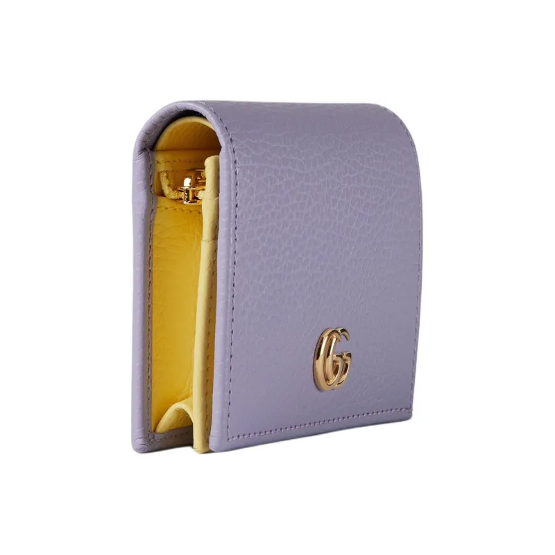 GUCCI GG Marmont Leather Wallets Card Holders Women's Light Purple-1