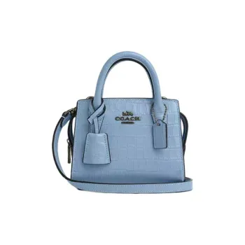 COACH Carryall Crocodile Embossed Leather Shoulder Bag Crossbody Bag Handbag Mini Women's Blue