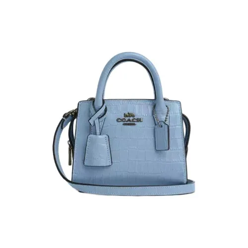 COACH Crocodile Embossed Leather Shoulder Bag, Crossbody Bag, Handbag Mini Women's Blue