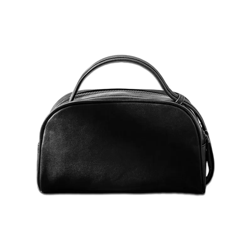 Back Step Top Grain Cow Leather Handbag Regular Unisex Black-2
