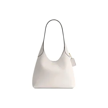 COACH Brooklyn Natural Grain Leather Hobo Bag, Handbag, Shoulder Bag Large Size Women's Brass & Chalk White