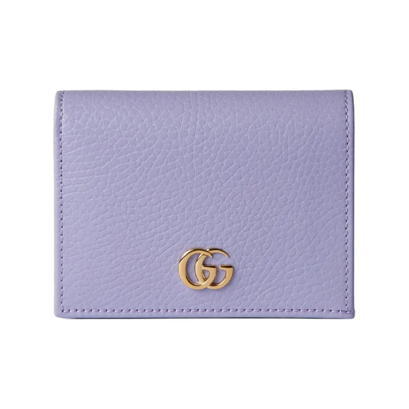 GUCCI GG Marmont Leather Wallets Card Holders Women's Light Purple-0