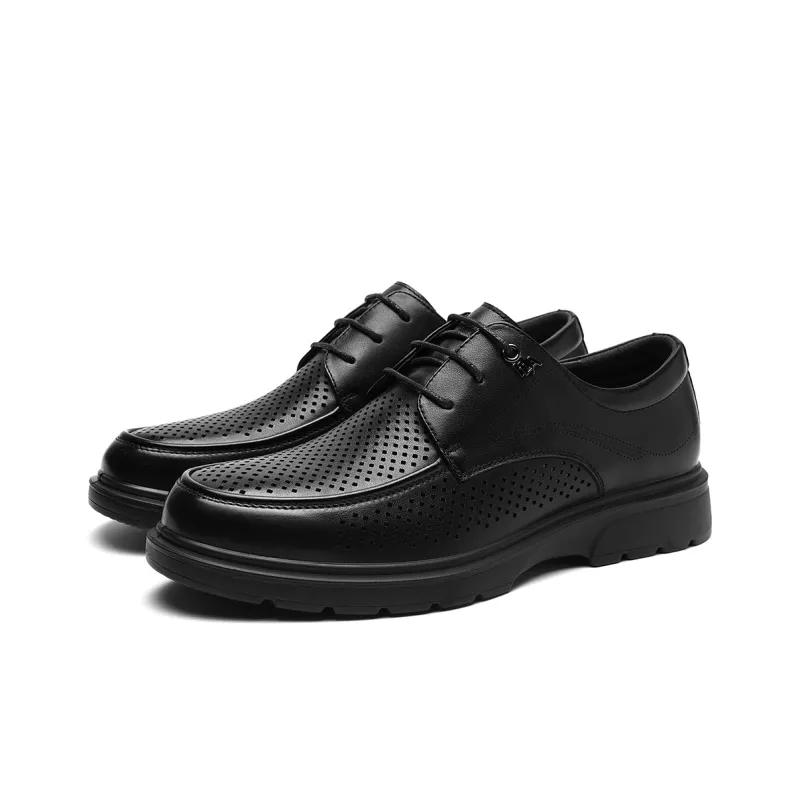 HLA Dress Shoes Men Low Top Black-7