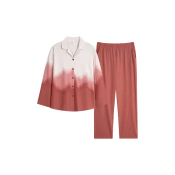 Sha Qian Pajama Set Spring And Fall Season Women's Rusty Red