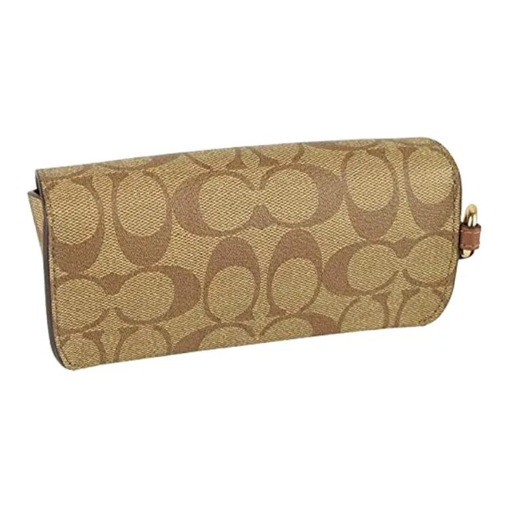 COACH Sunglass Case Canvas Leather Sunglass Case Clutch Unisex Khaki Monogram-2