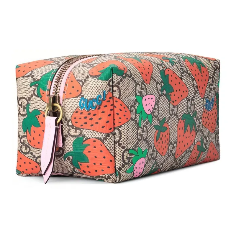 GUCCI Canvas With Leather Makeup Bags Toiletry Bags Clutches Mini Women's Brown-3