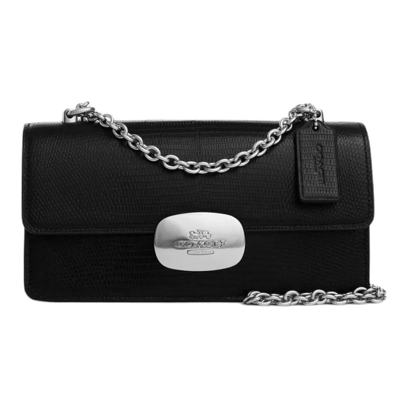 COACH Eliza Leather Shoulder Bag Crossbody Bag Small Size Women's Silver & Black-0