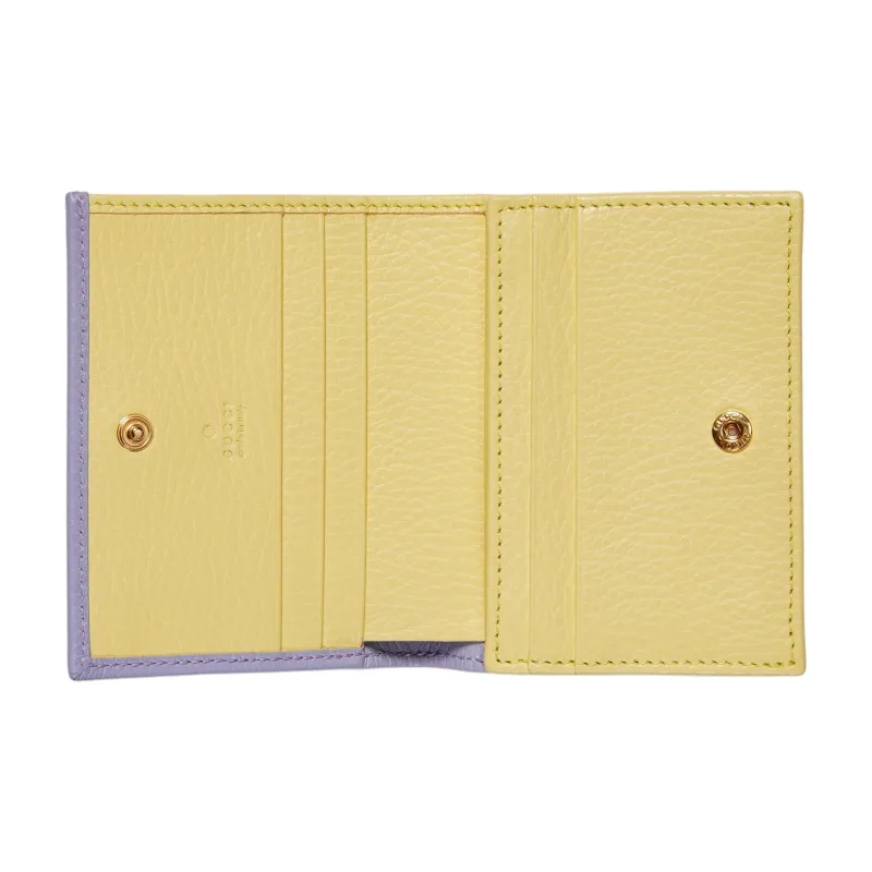 GUCCI GG Marmont Leather Wallets Card Holders Women's Light Purple-5
