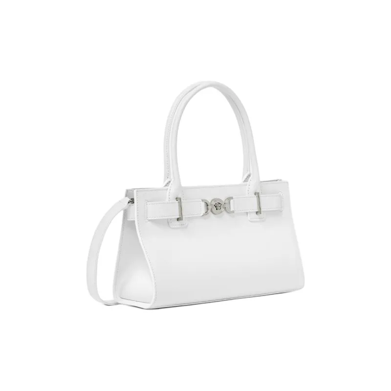 VERSACE Medusa '95 Cow Leather Tote Bag, Shopping Bag, Handbag Medium Size Women's White-1