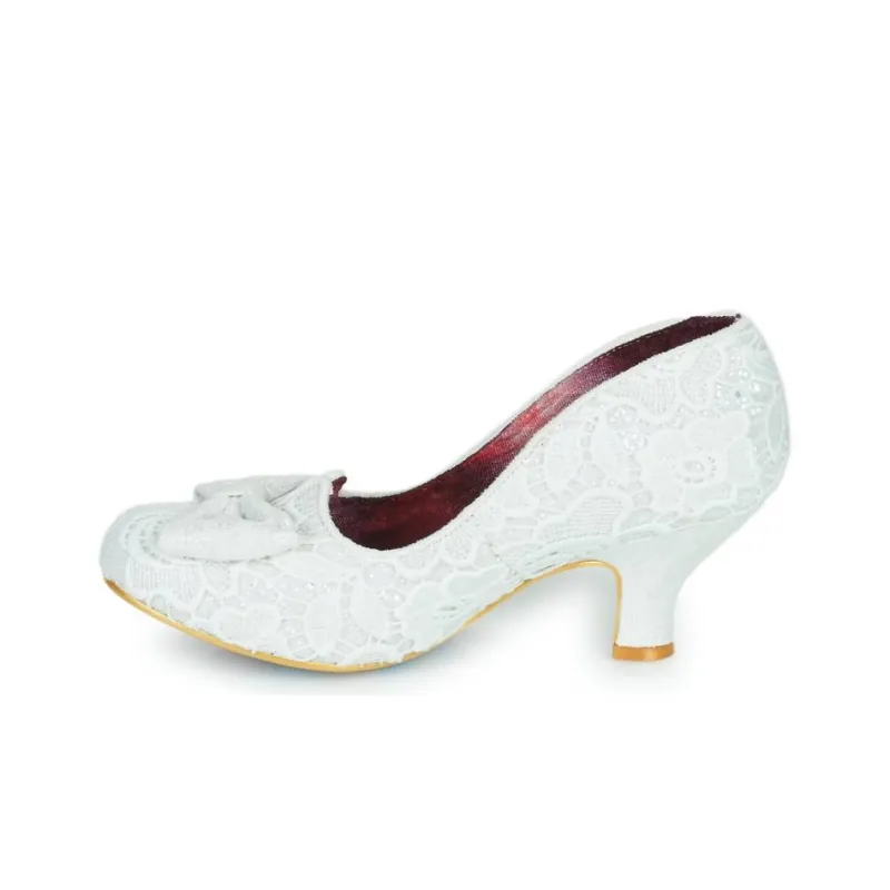 IRREGULAR CHOICE Dazzle Razzle Chunky Heel High Heels 6cm Women's White-10