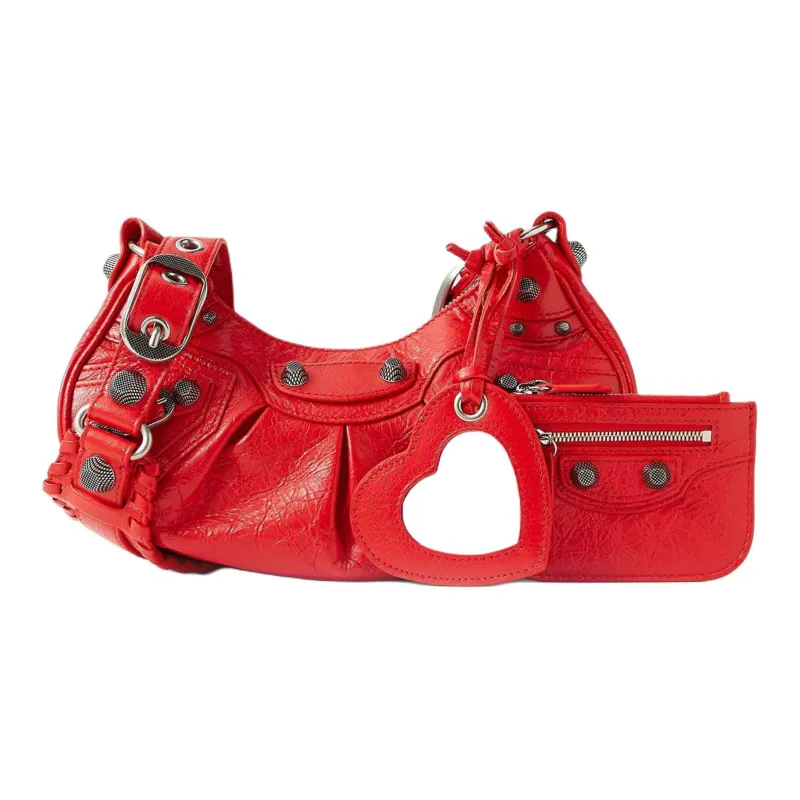 Balenciaga Le Cagole Lambskin Shoulder Bag Crossbody Bag Extra Small Women's Red-0