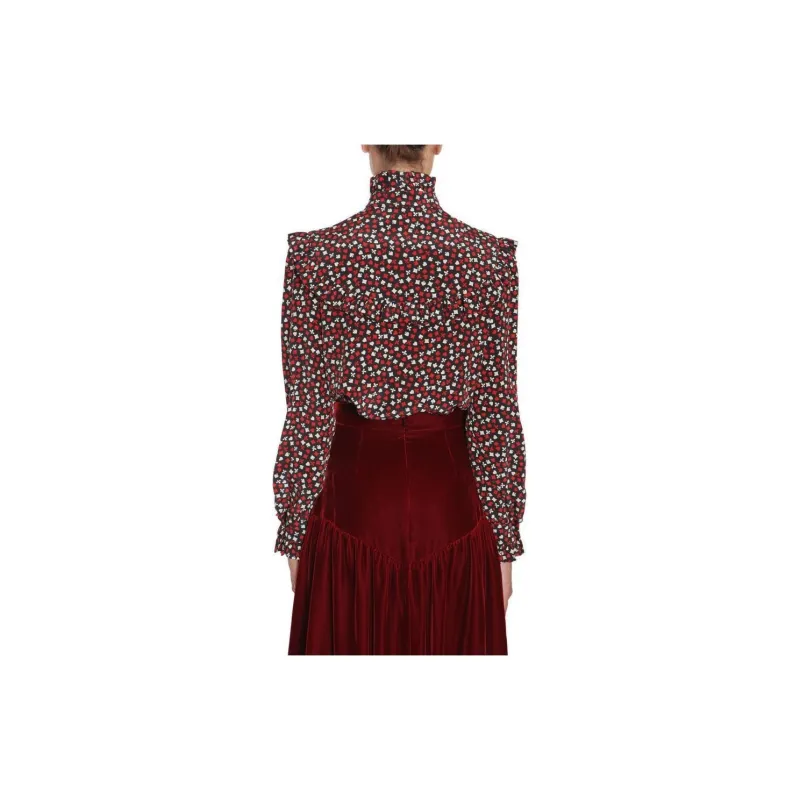 SAINT LAURENT Printed Ruffle Trim Blouse-1