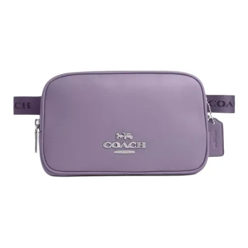 COACH Belt Premium Calfskin Crossbody Fanny Pack Small Size Women's Silver & Light Purple
