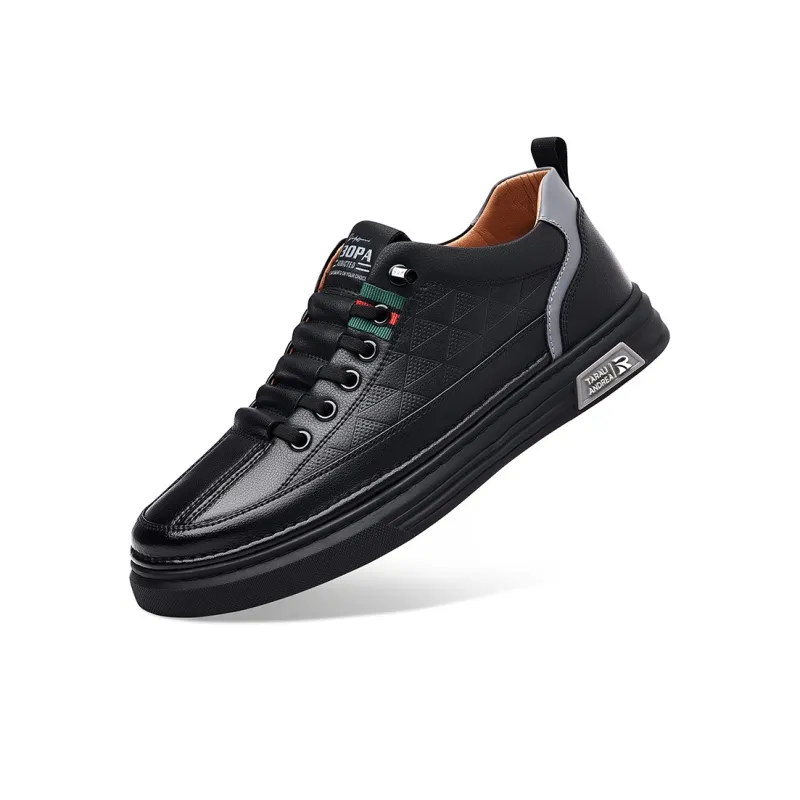 Poitulas Men's Casual Shoes Men Low Top Black/Brown-7