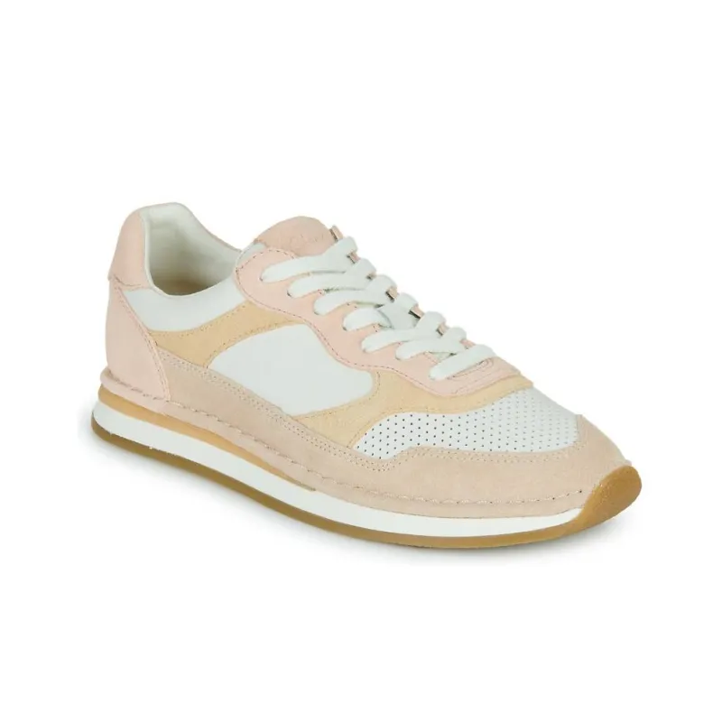 Clarks Low-Top Skateboard Shoes Women's Pink White-6