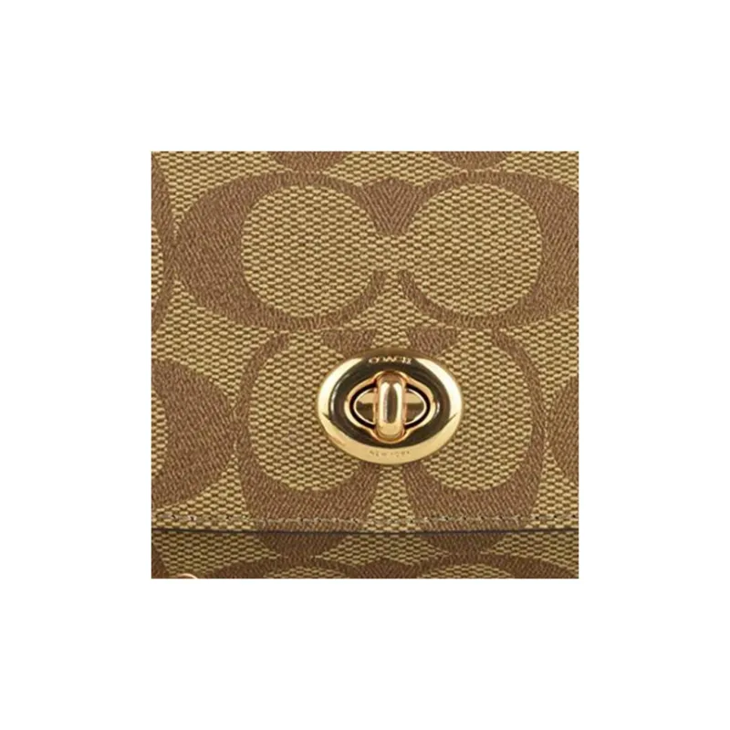 COACH Sunglass Case Canvas Leather Sunglass Case Clutch Unisex Khaki Monogram-4