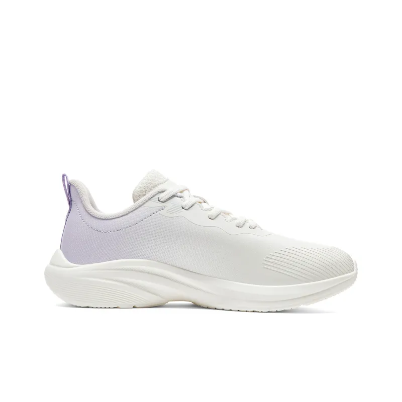 PEAK Cushioning Slip Resistant And Abrasion Resistant Low Top Sprint Running Shoes Women's Large White Light Purple-1
