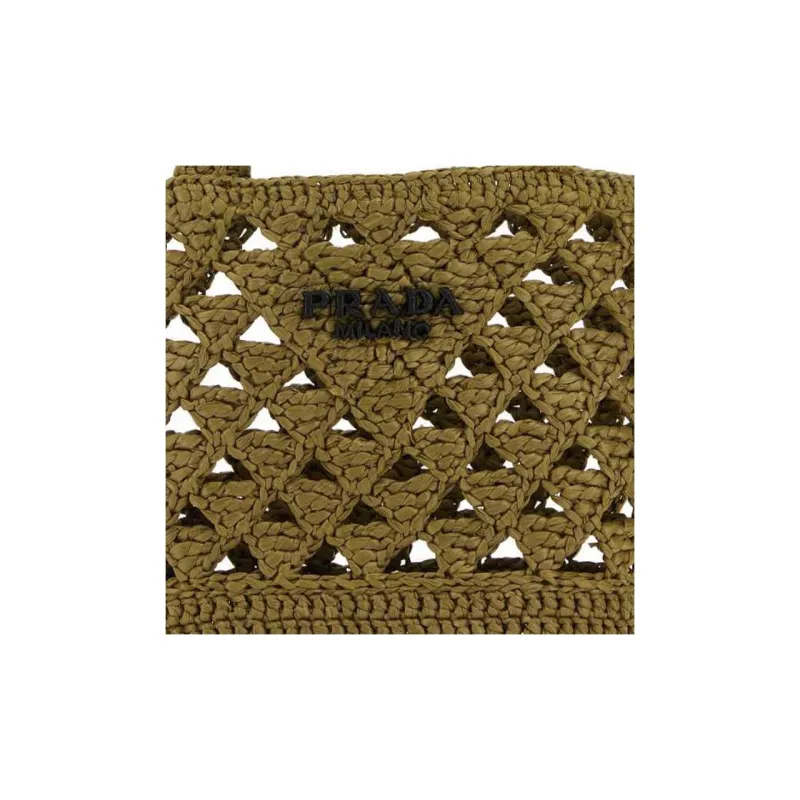 PRADA Straw Handbag Women's Olive Green-3
