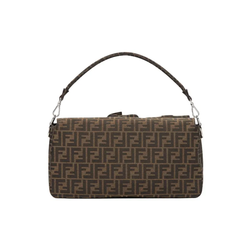 FENDI Baguette Jacquard Fabric Portable Crossbody Bag Shoulder Bag Men's Brown-2