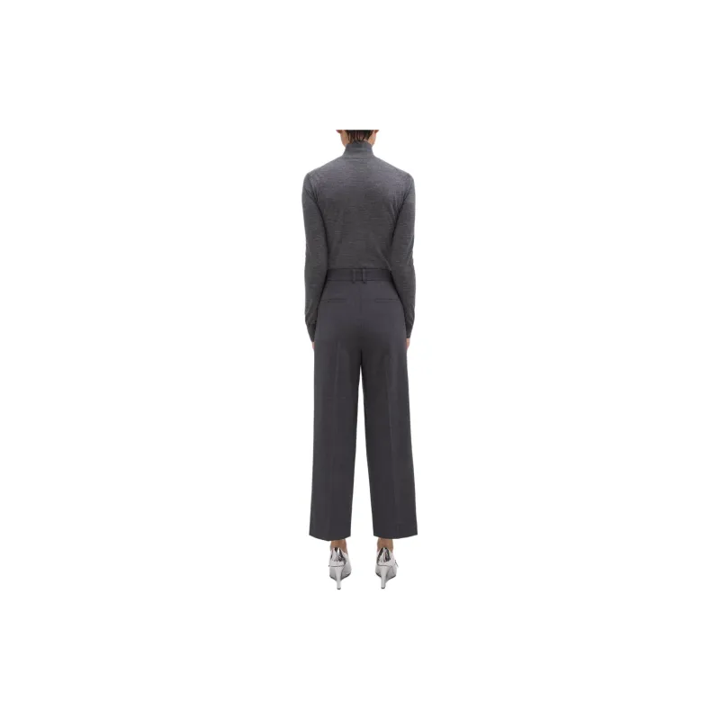 THEORY High-Waist Straight-Leg Pant In Good Wool Casual Pants Women's Charcoal Gray-1