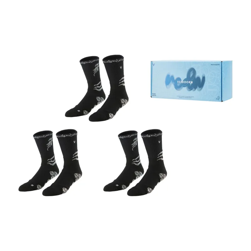VEIDOORN Year Of The Dragon Series Basketball Socks Unisex Black Gold-6