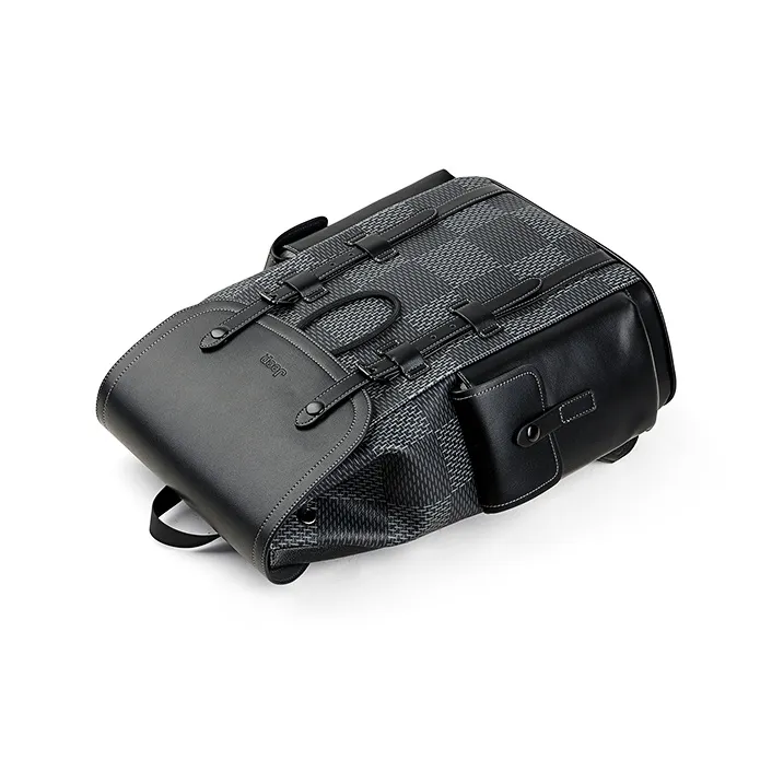 Jeep Synthetic Leather Backpack Regular Unisex Black-4