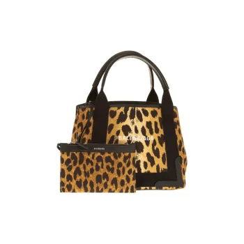 Balenciaga Canvas With Calfskin Handbag Women's Leopard/Black