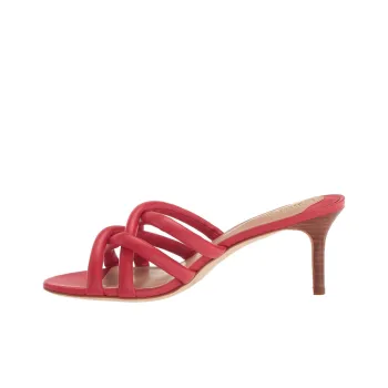 Polo Ralph Lauren Rubber Sole Leather Patchwork Slip Resistant Shoes Women's Red