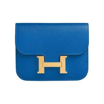 HERMES Constance Slim Evercolor Leather Wallet Fanny Pack Women's I7 Bleu Zellige Mosaic Blue