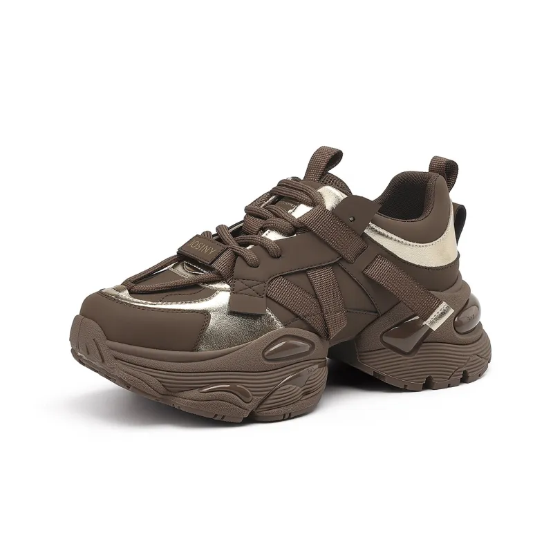 JOSINY Chunky Sneakers Women's Low Top Brown-0