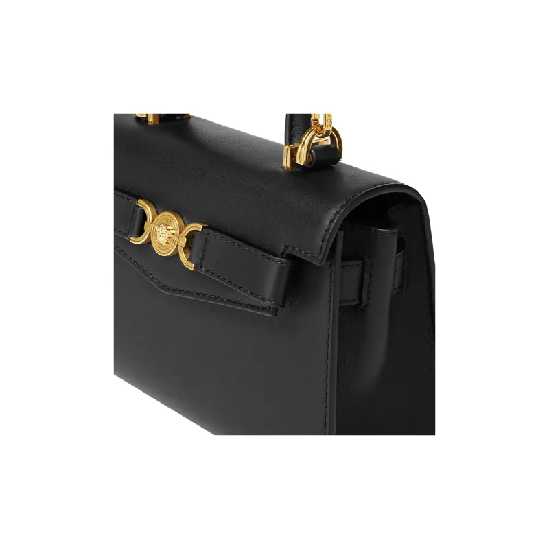 VERSACE Medusa '95 Cow Leather Shoulder Bag, Crossbody Bag, Handbag Trumpets Women's Black & Gold-3