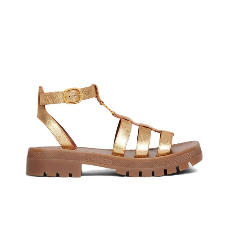 CELINE Triomphe Roman Sandals Women's Gold-1