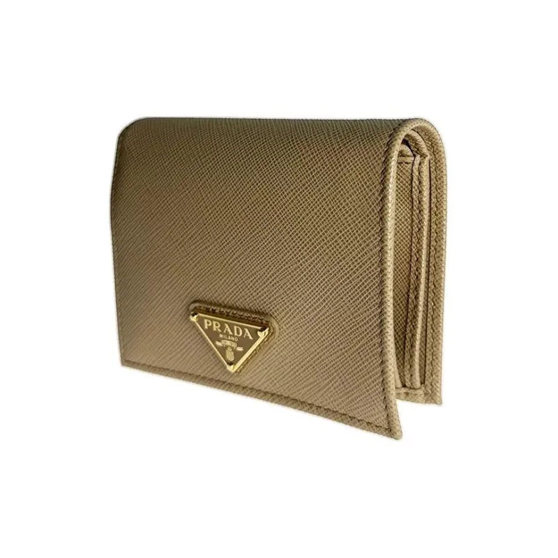 PRADA Leather Wallet Women's Camel-1