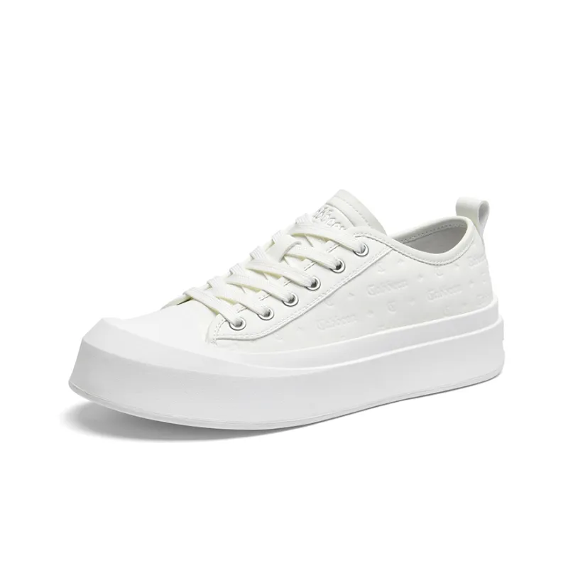 Cabbeen Preppy Big Head White Shoes Wear-Resistant Slip-Resistant Low-Top Skateboard Shoes Men's White-1