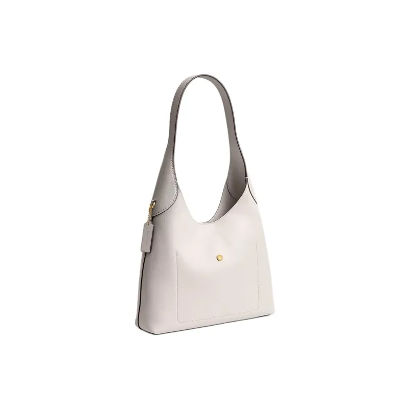 COACH Brooklyn Natural Grain Leather Hobo Bag, Handbag, Shoulder Bag Large Size Women's Brass & Chalk White-1