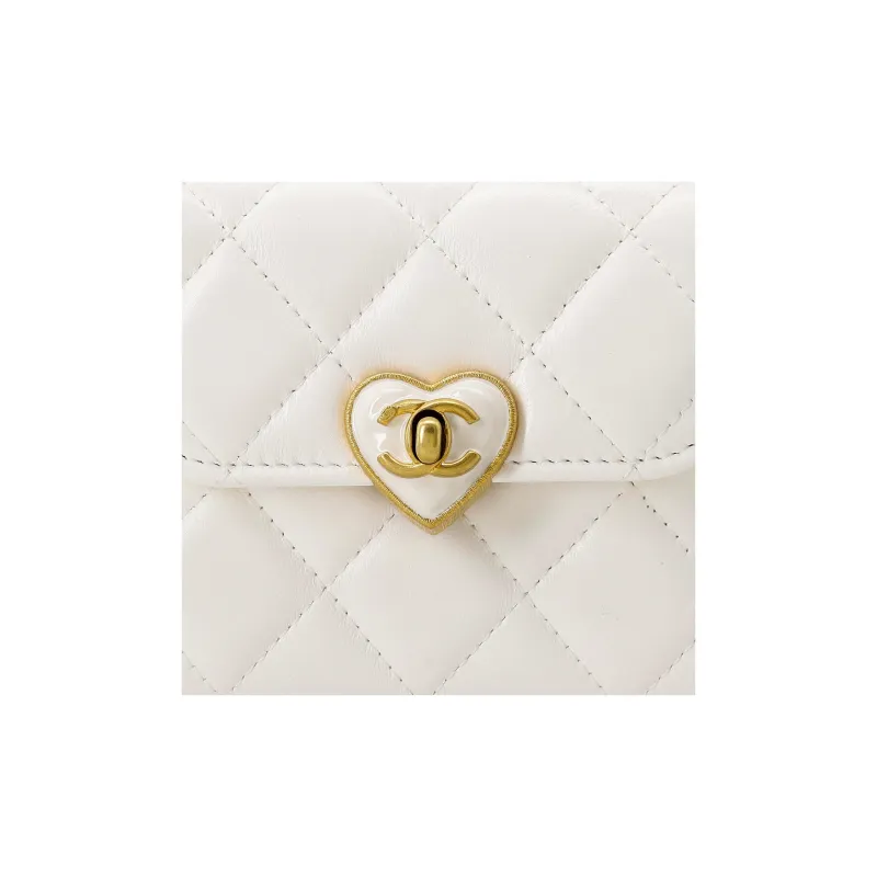 CHANEL Lambskin Clutch Handbag, Shoulder Bag, Crossbody Bag Women's White-5