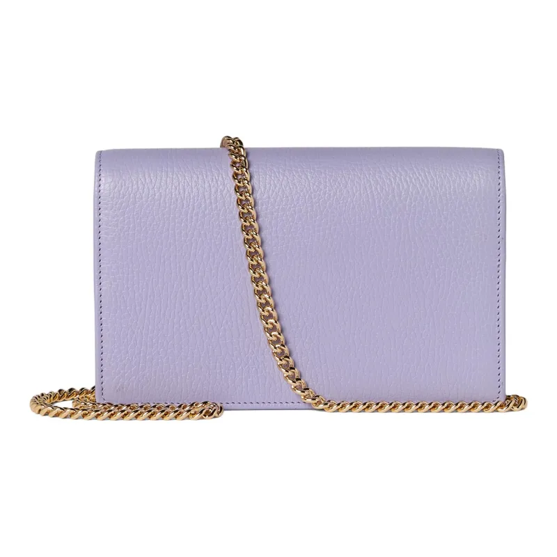 GUCCI GG Marmont Leather Shoulder Bag Crossbody Bag Mini Women's Light Purple-3