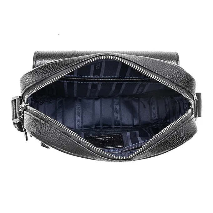 BISON DENIM Cow Leather Men's Bag Crossbody Bag, Shoulder Bag Regular Men's Black-3